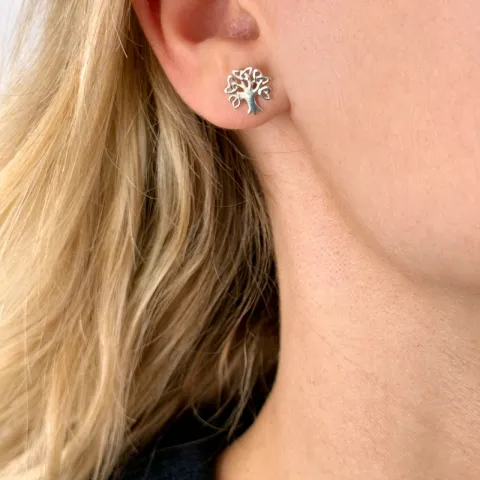 10 mm lebensbaum ohrstecker in silber
