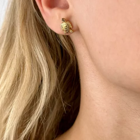 Schildkröte Ohrringe in vergoldetem Silber