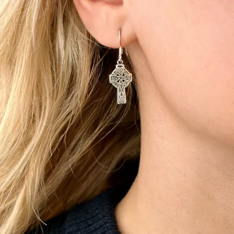 Keltisch Kreuz Ohrringe in Silber