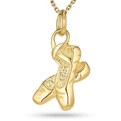 Ballettschuhe Halskette aus vergoldetem Sterlingsilber und Anhänger aus vergoldetem Sterlingsilber