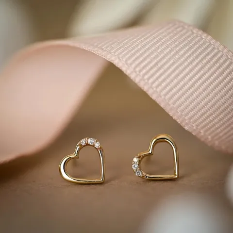 Herz Diamant Ohrstecker in 8 Karat Gold mit Diamant und Diamant