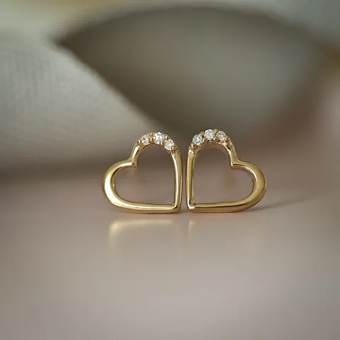 Herz Diamant Ohrstecker in 8 Karat Gold mit Diamant und Diamant