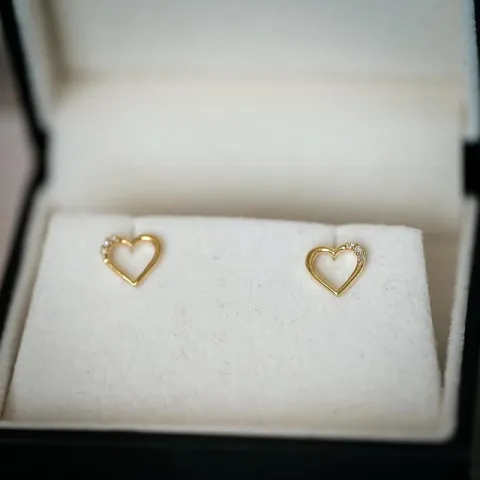 Herz Diamant Ohrstecker in 8 Karat Gold mit Diamant und Diamant