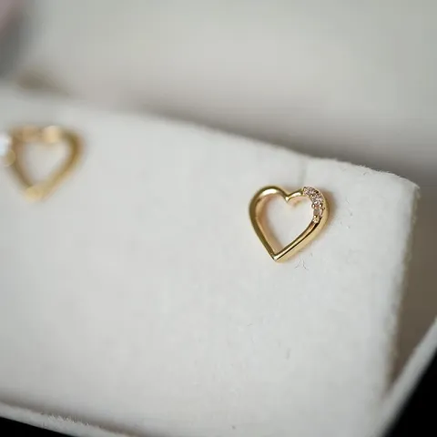 Herz Diamant Ohrstecker in 8 Karat Gold mit Diamant und Diamant