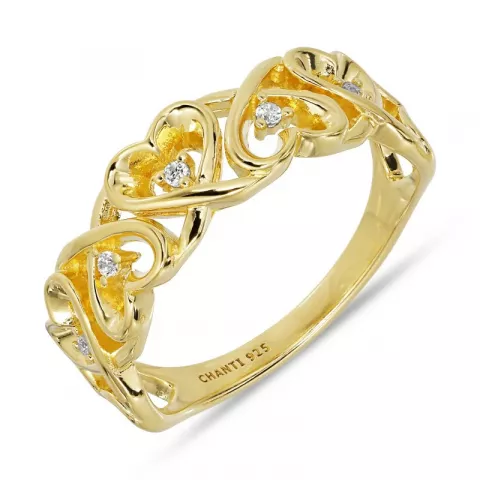 Herz Zirkon Ring aus vergoldetem Sterlingsilber