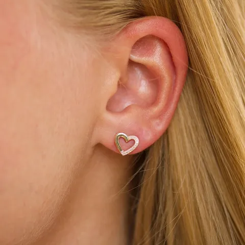 Herz Diamant Ohrstecker in 8 Karat Gold mit Diamant