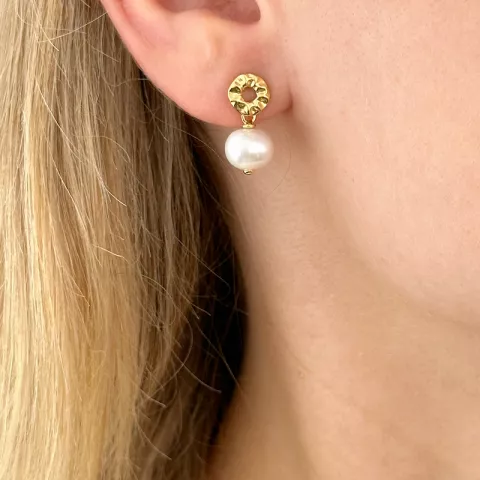 8 mm Perle Ohrringe in vergoldetem Silber