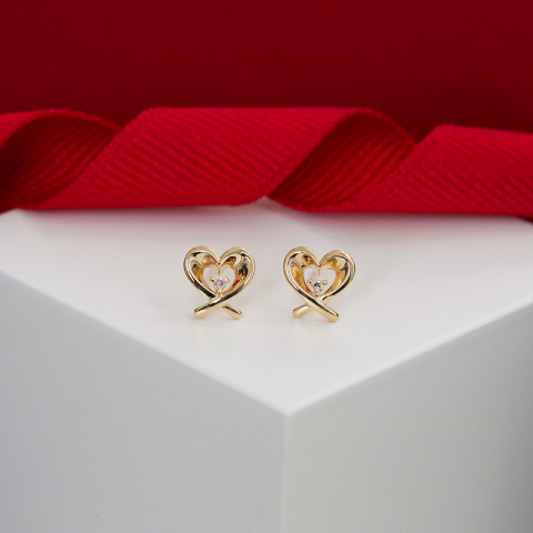 Herz Diamant Ohrstecker in 8 Karat Gold mit Diamant 