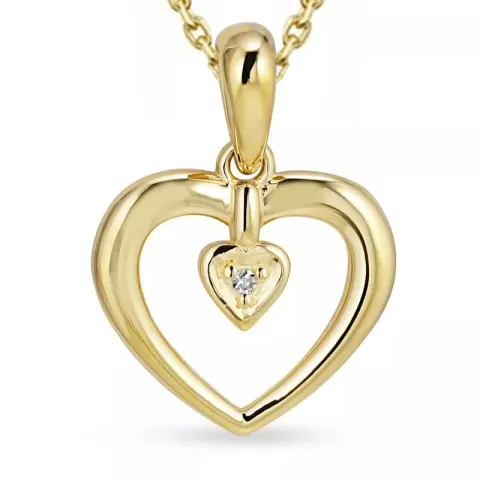 Herz Diamant Halskette aus vergoldetem Sterlingsilber und Anhänger aus 8 Karat Gold