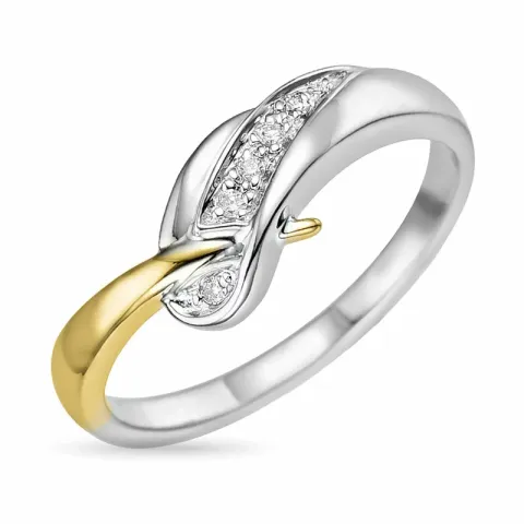 abstraktem Diamantring in 9 Karat Gold- und Weißgold 0,03 ct