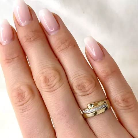Elegant abstraktem Diamant Ring in 9 Karat Gold- und Weißgold 0,03 ct