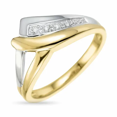 abstraktem Diamant Ring in 9 Karat Gold- und Weißgold 0,03 ct