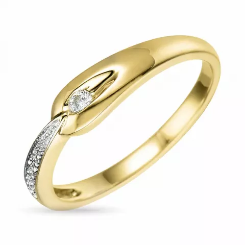 echten abstraktem Diamant Ring in 9 Karat Gold- und Weißgold 0,05 ct