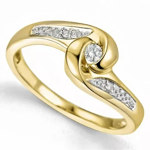 abstraktem Diamantring in 9 Karat Gold- und Weißgold 0,05 ct