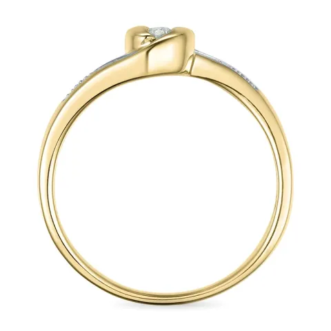 abstraktem Diamantring in 9 Karat Gold- und Weißgold 0,05 ct