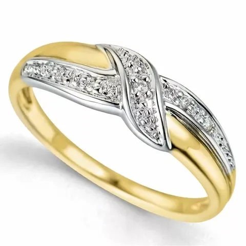 echten abstraktem Ring in 9 Karat Gold- und Weißgold 0,02 ct