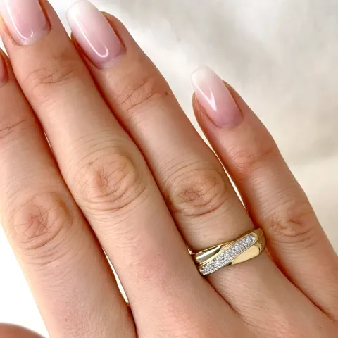 Kollektionsmuster abstraktem Diamant Ring in 9 Karat Gold- und Weißgold 0,05 ct