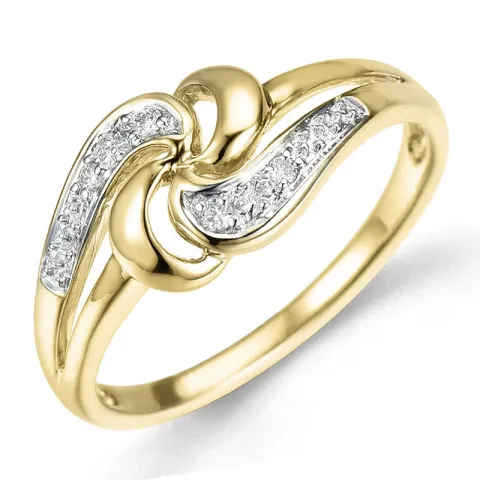 abstraktem Diamantring in 9 Karat Gold- und Weißgold 0,03 ct