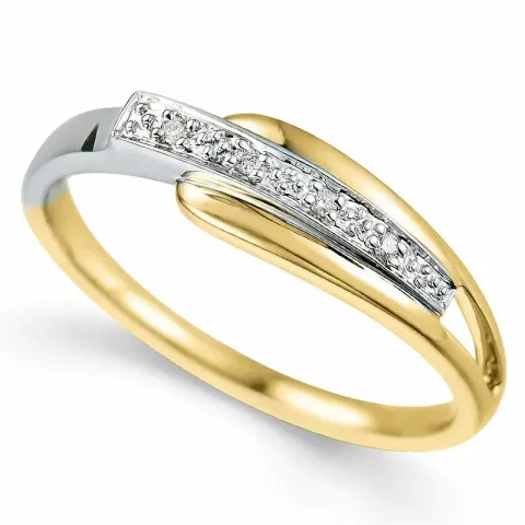 abstraktem Diamantring in 9 Karat Gold- und Weißgold 0,02 ct