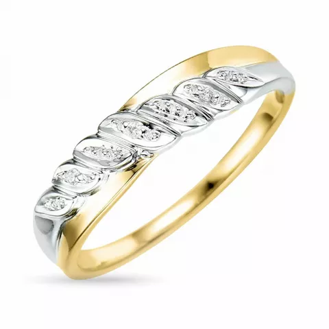 abstraktem Diamant Ring in 9 Karat Gold- und Weißgold 0,01 ct