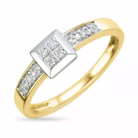 viereckigem Diamant Ring in 9 Karat Gold- und Weißgold 0,04 ct