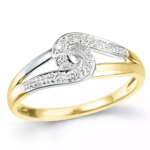 abstraktem Brillantring in 9 Karat Gold- und Weißgold 0,06 ct