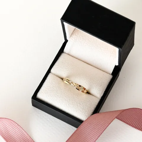 abstraktem Diamant Ring in 9 Karat Gold 0,03 ct