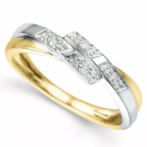 abstraktem Brillantring in 9 Karat Gold- und Weißgold 0,03 ct