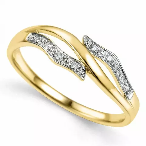 abstraktem Diamant Ring in 9 Karat Gold- und Weißgold 0,04 ct