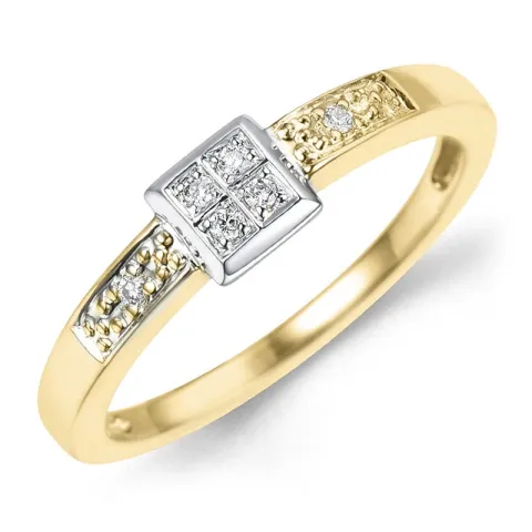 abstraktem Diamant Ring in 9 Karat Gold- und Weißgold 0,04 ct