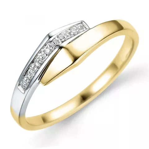 Elegant abstraktem diamantring in 9 karat gold- und weißgold 0,02 ct
