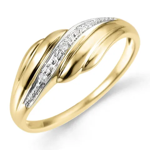 Einfacher abstraktem Diamant Ring in 9 Karat Gold- und Weißgold 0,02 ct