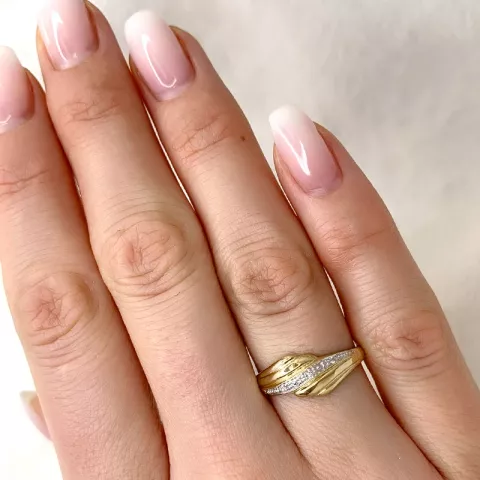 Einfacher abstraktem Diamant Ring in 9 Karat Gold- und Weißgold 0,02 ct