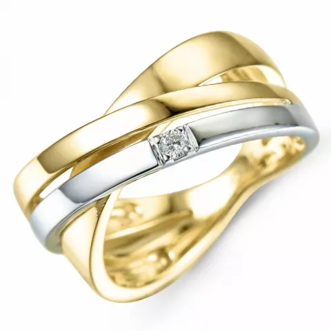 Kollektionsmuster Diamant Gold Ring in 9 Karat Gold- und Weißgold 0,03 ct