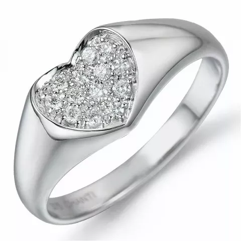 Herz diamant ring in 9 karat weißgold 0,16 ct