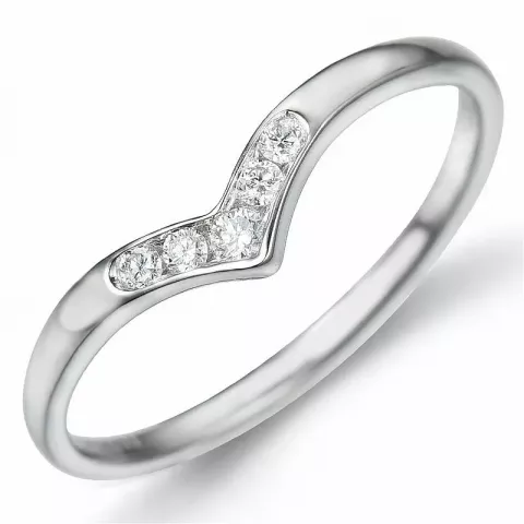 V Diamant Ring in 9 Karat Weißgold 0,09 ct