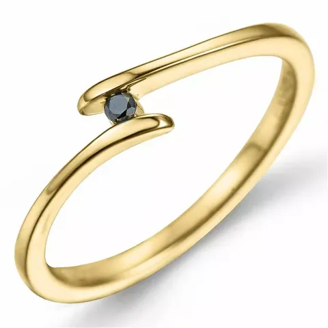 schwarz Diamant Ring in 9 Karat Gold 0,02 ct