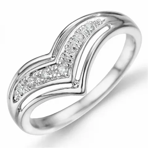 V diamant ring in 9 karat weißgold 0,06 ct