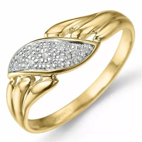 Abstraktem diamant ring in 9 karat gold- und weißgold 0,04 ct