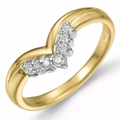 V Diamant Ring in 9 Karat Gold- und Weißgold 0,09 ct