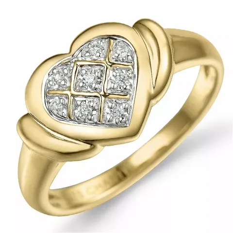 Herz Diamant Ring in 9 Karat Gold- und Weißgold 0,04 ct