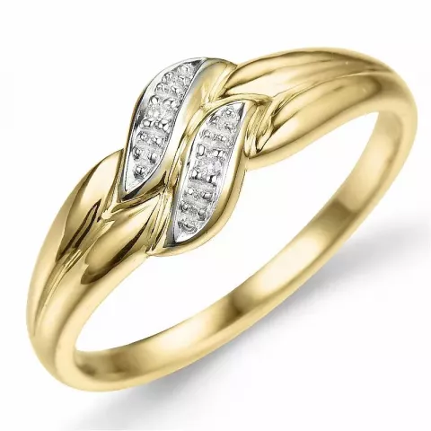 abstraktem Diamant Ring in 9 Karat Gold- und Weißgold 0,01 ct