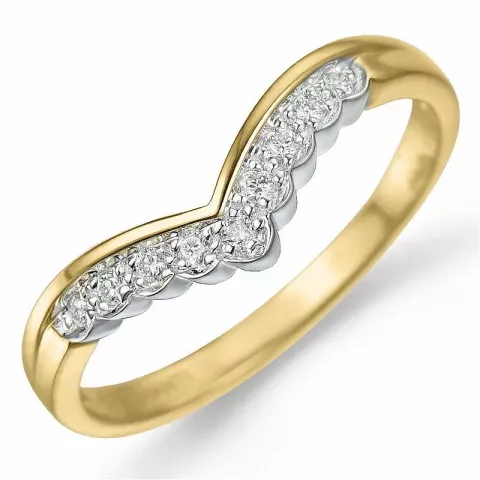 V Diamant Ring in 9 Karat Gold- und Weißgold 0,09 ct