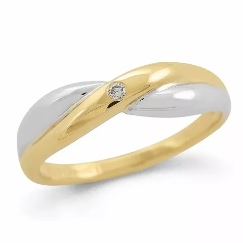 abstraktem Diamantring in 9 Karat Gold- und Weißgold 0,02 ct