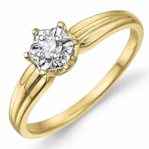 Blumen Diamant Ring in 9 Karat Gold- und Weißgold 0,08 ct