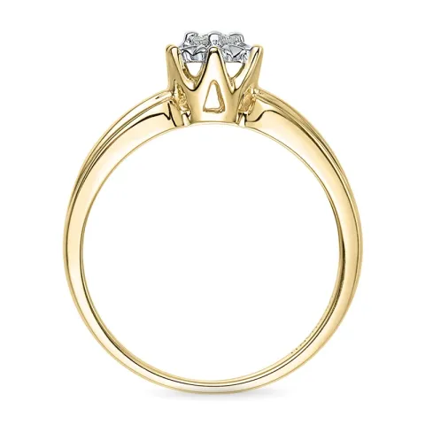 Blumen Diamant Ring in 9 Karat Gold- und Weißgold 0,08 ct