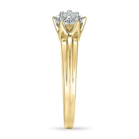 Blumen Diamant Ring in 9 Karat Gold- und Weißgold 0,08 ct