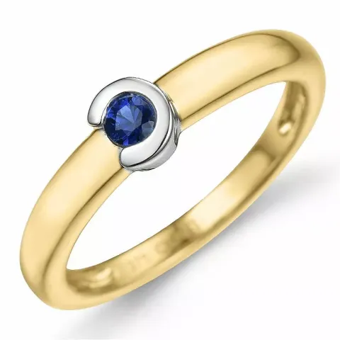 runder Saphir Ring in 9 Karat Gold- und Weißgold 0,14 ct