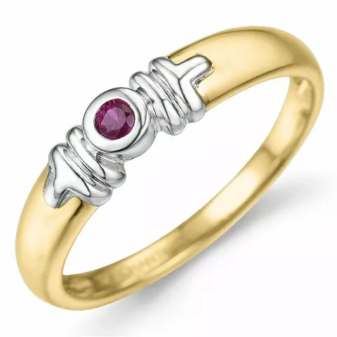 runder Rubin Ring in 9 Karat Gold- und Weißgold 0,08 ct