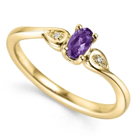 Amethyst Diamantring in 9 Karat Gold 0,008 ct 0,25 ct